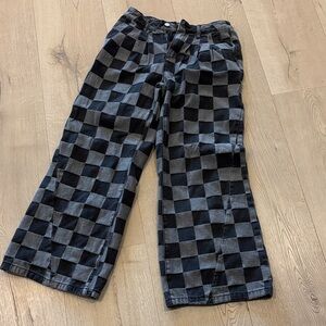 Kids Checkered Pants in Black and Gray